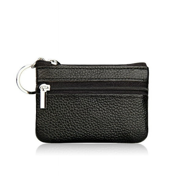 Men Women Genuine Leather Card Coin Key Holder Zip Wallet Pouch Bag Purse