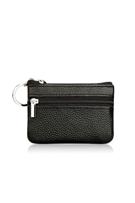 Men Women Genuine Leather Card Coin Key Holder Zip Wallet Pouch Bag Purse