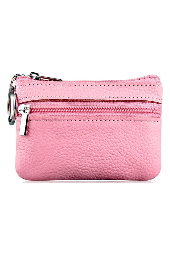 Men Women Genuine Leather Card Coin Key Holder Zip Wallet Pouch Bag Purse