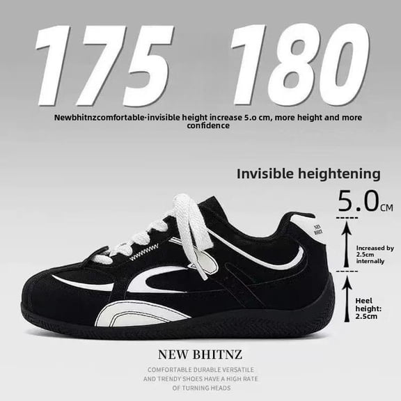 Men' & Women' German Training Sneakers Suitable for Daily Travel - Invisible Height Boosting Shoes with /PVC Sole, Low-Top Lace-Up Lift for Height Increase, - Casual Wear
