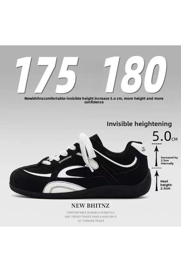 Men' & Women' German Training Sneakers Suitable for Daily Travel - Invisible Height Boosting Shoes with /PVC Sole, Low-Top Lace-Up Lift for Height Increase