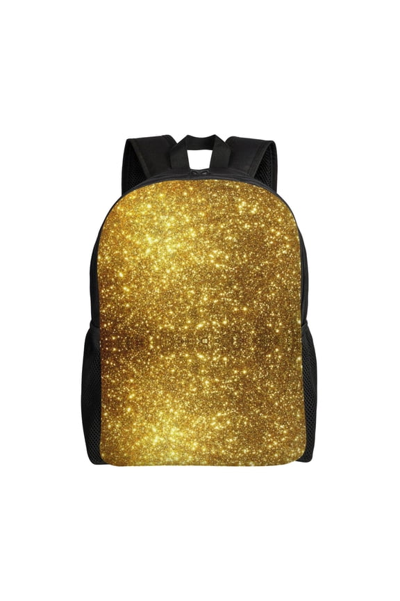 Men Women Gold Laptop Backpack For Outdoor Camping Travel Daypack Casual Bag