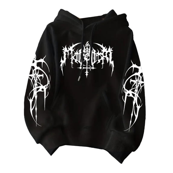 Men Women Gothic Hoodie Y2K Aesthetic Graphic Oversized Pullover Hooded Sweatshirt Hip Hop Grunge Alt Streetwear