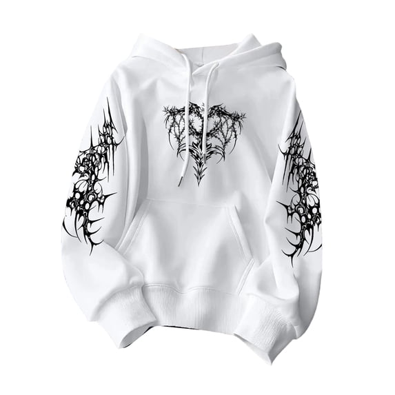 Men Women Gothic Hoodie Y2K Aesthetic Graphic Oversized Pullover Hooded Sweatshirt Hip Hop Grunge Alt Streetwear