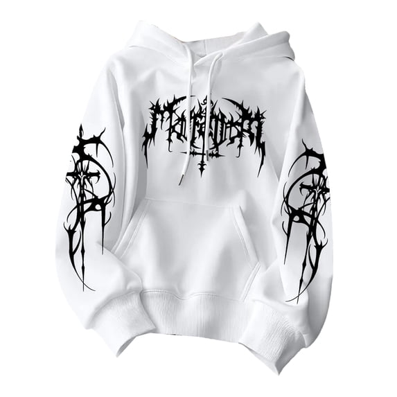 Men Women Gothic Hoodie Y2K Aesthetic Graphic Oversized Pullover Hooded Sweatshirt Hip Hop Grunge Alt Streetwear