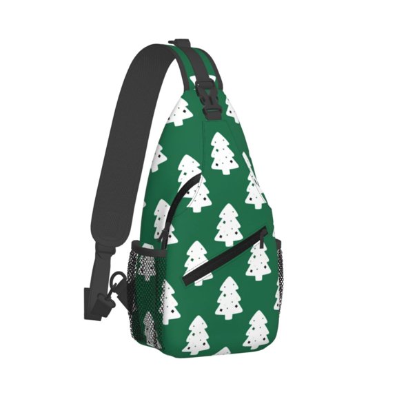 Men Women Green Christmas Tree Sling Crossbody Chest Bag Backpack with Convertible Shoulder Strap