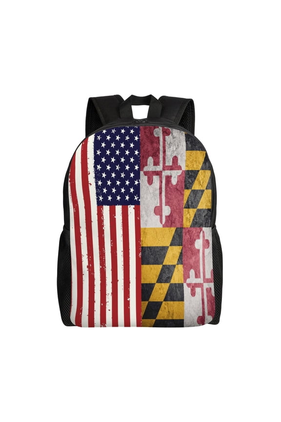 Men Women Grunge America Maryland Flag Laptop Backpack For Outdoor Camping Travel Daypack Casual Bag