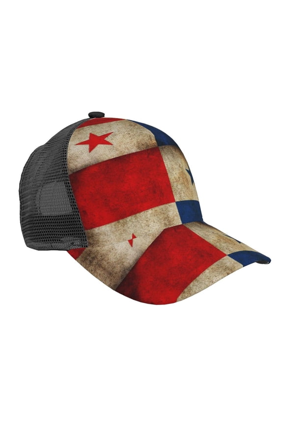 Men Women Grunge Retro Panama Flag Adjustable Trucker Hat Lightweight Mesh Back Baseball Cap One Size