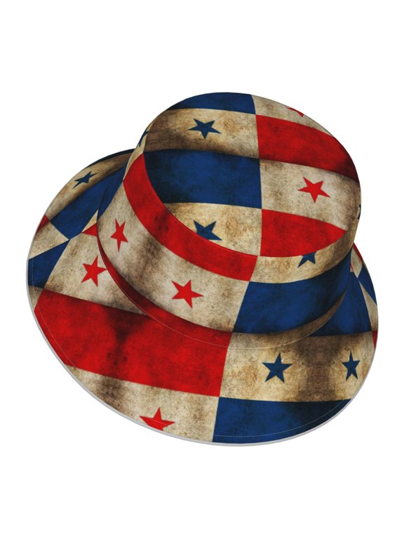 Men Women Grunge Retro Panama Flag Reflective Bucket Hat Reversible Runner Cap Visor Hat