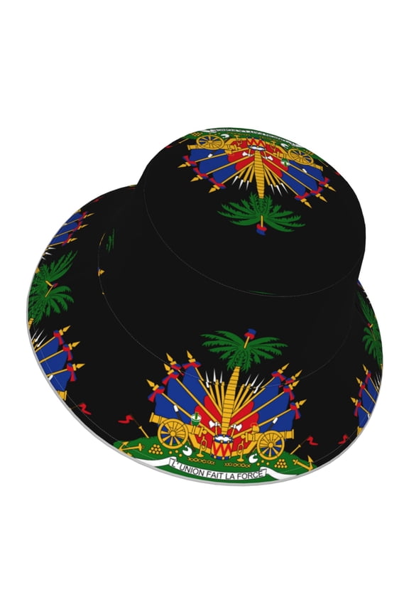 Men Women Haiti Coat Of Arms Reflective Bucket Hat Reversible Runner Cap Visor Hat