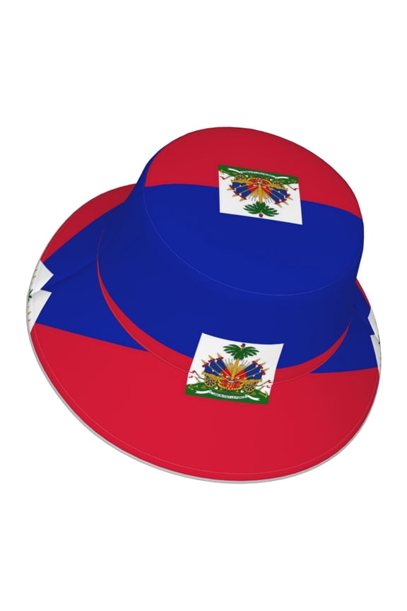 Men Women Haitian Flag Pattern Reflective Bucket Hat Reversible Runner Cap Visor Hat