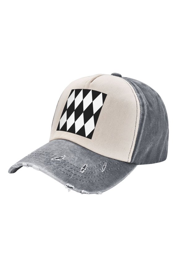 Men Women Harlequin Pattern Black And White Distressed Twill Cotton Baseball Cap Vintage Adjustable Dad Hat