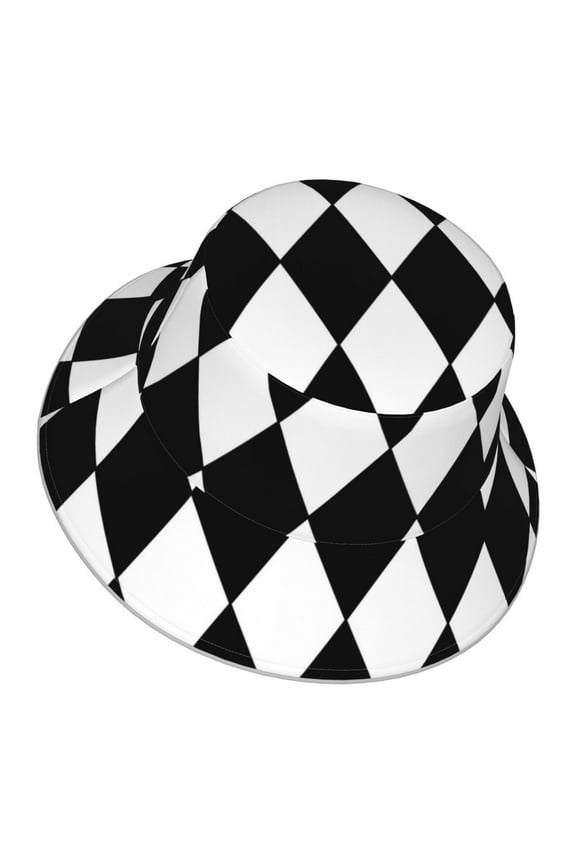 Men Women Harlequin Pattern Reflective Bucket Hat Reversible Runner Cap Visor Hat