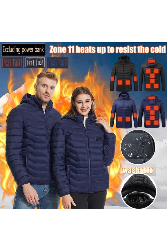 Men Women Heated Jacket Windproof Plus Size 11 Heated Jacket Coat USB Intelligent Constant Temperature Heated Coat Outerwear Blue 3XL
