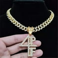 thumbnail image 1 of Men Women Hip Hop 4PF Letter Pendant Necklace Miami Cuban Chain Iced Out Bling Bling HipHop Necklaces Fashion Charm Jewelry, 1 of 5