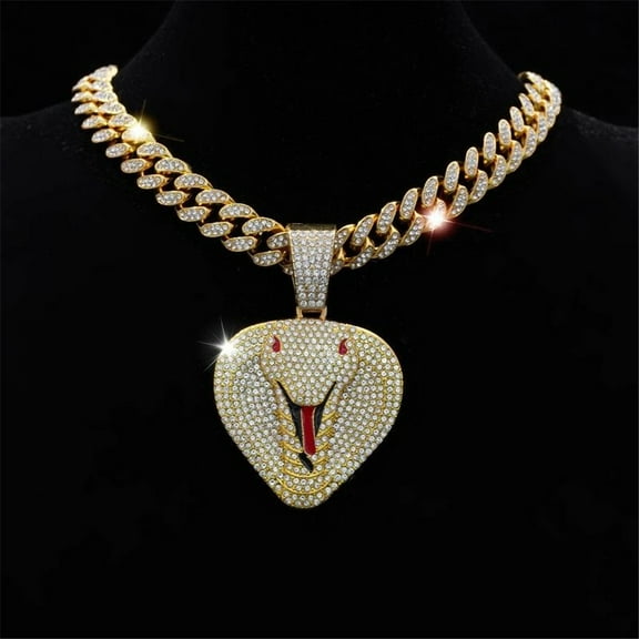 Men Women Hip Hop Creative Cobra Pendant Pendant Necklace With 15mm Crystal Cuban Chain HipHop Iced Out Bling Necklaces Fashion Charm Jewelry