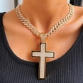 thumbnail image 1 of Men Women Hip Hop Cross Pendant Necklace With Crystal Cuban Chain HipHop Iced Out Bling Necklaces Fashion Charm Jewelry, 1 of 5