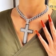 thumbnail image 1 of Men Women Hip Hop Cross Pendant Necklace With Crystal Cuban Chain HipHop Iced Out Bling Necklaces Fashion Charm Jewelry, 1 of 6