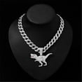 thumbnail image 1 of Men Women Hip Hop Dinosaur Pattern Pendant Necklace with 15mm Cuban Chain HipHop Iced Out Bling Necklaces Fashion Charm Jewelry, 1 of 5