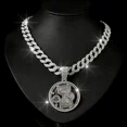 thumbnail image 1 of Men Women Hip Hop Hourglass Pendant Necklace 15mm Crystal Cuban Chain Iced Out Bling Necklaces Fashion Charm Jewelry, 1 of 7