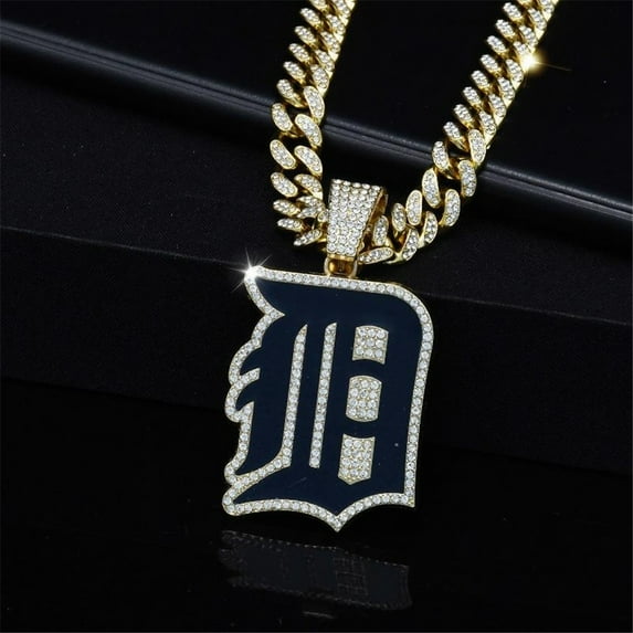 Men Women Hip Hop New Blue Baseball Team Pendant Necklace 15mm Crystal Cuban Chain HipHop Iced Out Bling Necklaces Fashion Charm Jewelry
