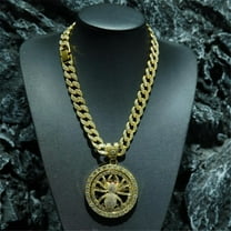 Men Women Hip Hop New Rotatable Spider Pendant Necklace with 15mm Crystal Cuban Chain HipHop Iced Out Bling Necklaces Fashion Charm