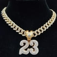 thumbnail image 1 of Men Women Hip Hop Number 23 Pendant Necklace Crystal Cuban Chain HipHop Iced Out Bling Necklaces Fashion Charm Jewelry, 1 of 9