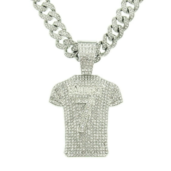 Men Women Hip Hop Number 7 Jersey Pendant Necklace Crystal Cuban Chain HipHop Iced Out Bling Necklaces Fashion Charm Jewelry