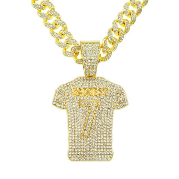 Men Women Hip Hop Number 7 Jersey Pendant Necklace Crystal Cuban Chain HipHop Iced Out Bling Necklaces Fashion Charm Jewelry
