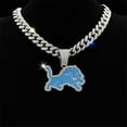 thumbnail image 1 of Men Women Hip Hop Personalized Trend Blue Lions Football Team Pendant Necklace 15mm Crystal Cuban Chain HipHop Iced Out Bling Necklaces Fashion Charm Jewelry, 1 of 5