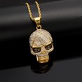 thumbnail image 1 of Men Women Hip Hop SKull 14K Yellow Gold Pendant Necklace Cuban Chain HipHop Iced Out Bling Necklaces Hiphop Fashion Punk Jewelry, 1 of 5