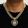 thumbnail image 1 of Men Women Hip Hop Three Layer Heart-shaped Pendant Necklace With 15mm Crystal Cuban Chain HipHop Iced Out Bling Necklaces Fashion Charm Jewelry, 1 of 6