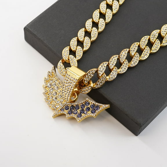Men Women Hip Hop Wing Pendant Pendant Necklace With 15mm Crystal Cuban Chain HipHop Iced Out Bling Necklaces Fashion Charm Jewelry