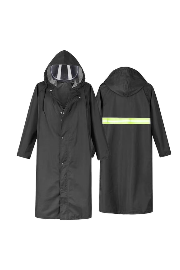 Men Women Hooded Raincoat Waterproof Long Rain Jacket Windproof Reflective Lightweight Hoodie Rainwear Adults
