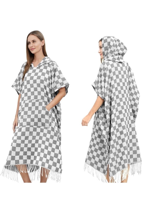 Men Women Hooded Towel Changing Wearable Cloth Swim Parka Jacket Swimsuit Bikini Coverup Dry Robe Bathing Suit Dress Wrap Plus Size for Beach Hiking Pee Surf Board Pool Shower