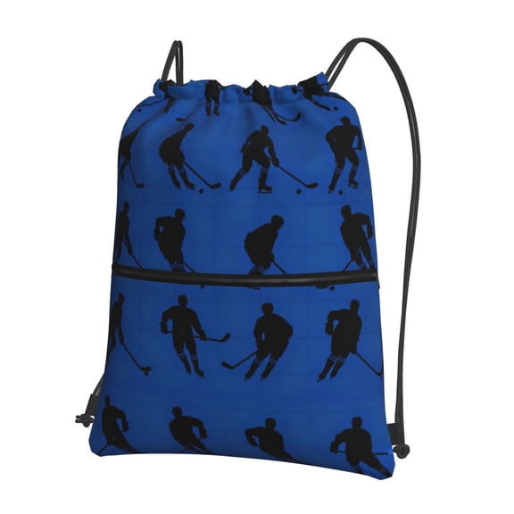 Men Women Ice Hockey Sport Gym Water Resistant Sackpack Drawstring Backpack Bag