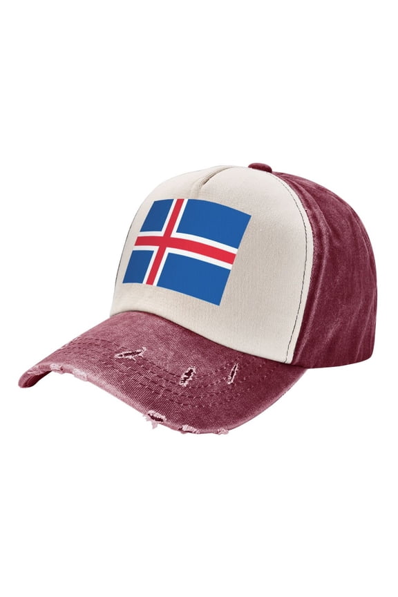 Men Women Iceland Flag Distressed Twill Cotton Baseball Cap Vintage Adjustable Dad Hat
