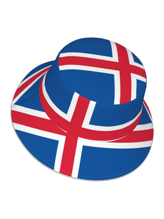 Men Women Iceland Flag Reflective Bucket Hat Reversible Runner Cap Visor Hat