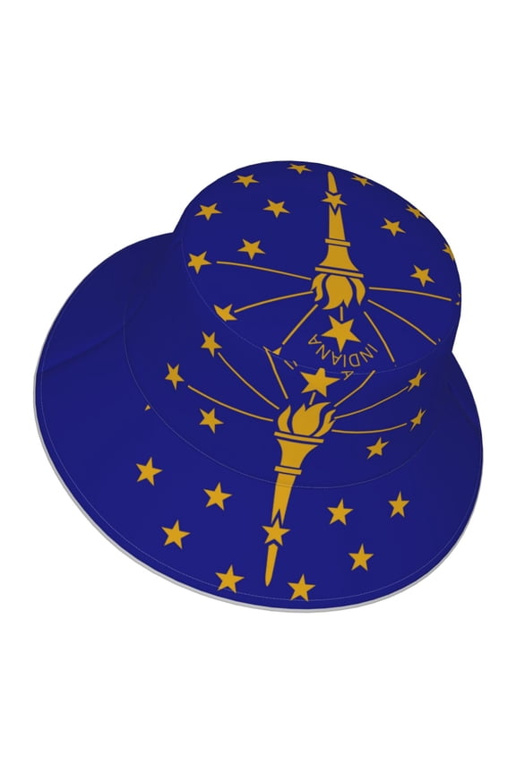 Men Women Indiana Flag Logo Reflective Bucket Hat Reversible Runner Cap Visor Hat