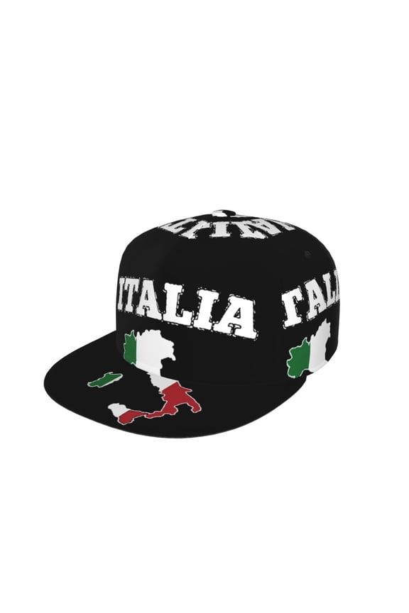 Men Women Italy Map Flag Flat Bill Hip Hop Visor Snapback Hat Adjustable Baseball Cap