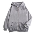 thumbnail image 1 of Men Women Jacket Coat Hooded Drawstring Long Sleeve Zipper Placket Outwear with Pockets Loose Fit Sweatshirt Outwear, 1 of 8