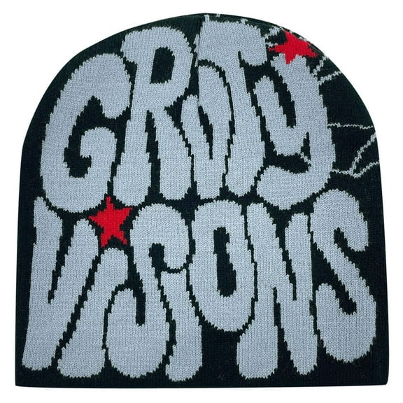 Men Women Jacquard Letter Hat Warm Knitted Winter Ear Cap