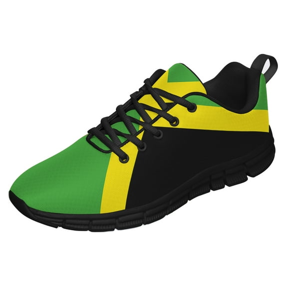 Men Women Jamaican Shoes Unisex Adult Running Shoes Breathable Casual Sport Tennis Sneakers Black Size 11