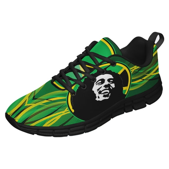 Men Women Jamaican Shoes Unisex Adult Running Shoes Breathable Casual Sport Tennis Sneakers Black Size 13