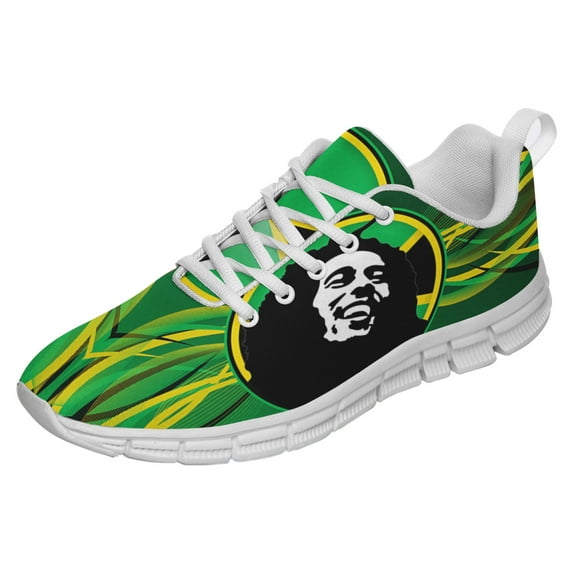 Men Women Jamaican Shoes Unisex Adult Running Shoes Breathable Casual Sport Tennis Sneakers White Size 10