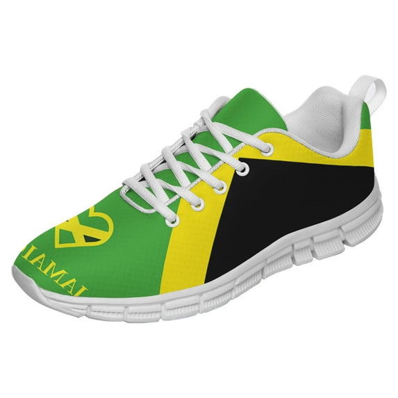 Men Women Jamaican Shoes Unisex Adult Running Shoes Breathable Casual Sport Tennis Sneakers White Size 7