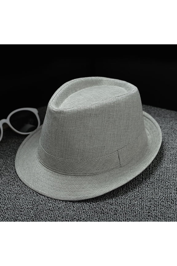 Men Women Jazz Hat Solid British Sun Travel Unisex Adjustable Summer Outdoor Wide Brim Fedora Fedoras, Grey
