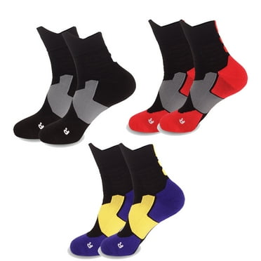 Men, Women, Kids Crew Sports Socks with 3 Pairs Cushioned Basketball Socks for All