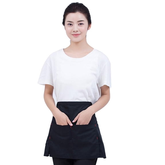 Men Women Kitchen Restaurant Waist Apron Solid Color Half Short Apron Adjusted f