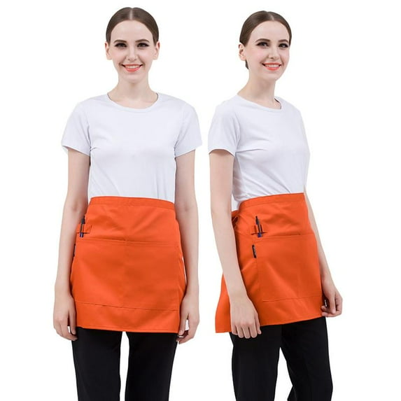 Men Women Kitchen Restaurant Waist Apron Solid Color Half Short Apron Adjusted f
